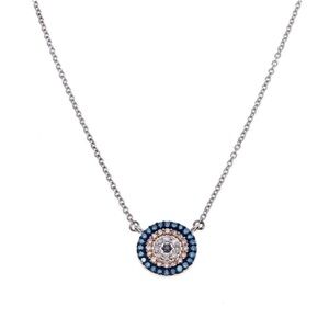 Carol Brodie Rarities 0.4ctw Diamond Sterling Silver Evil Eye Necklace